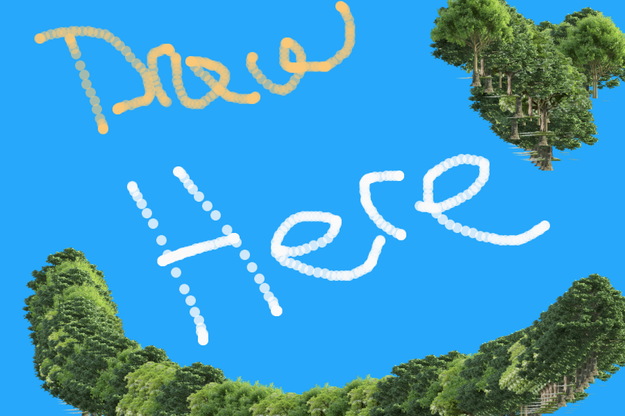 A screenshot of my photoshop program with a drawing saying draw here.